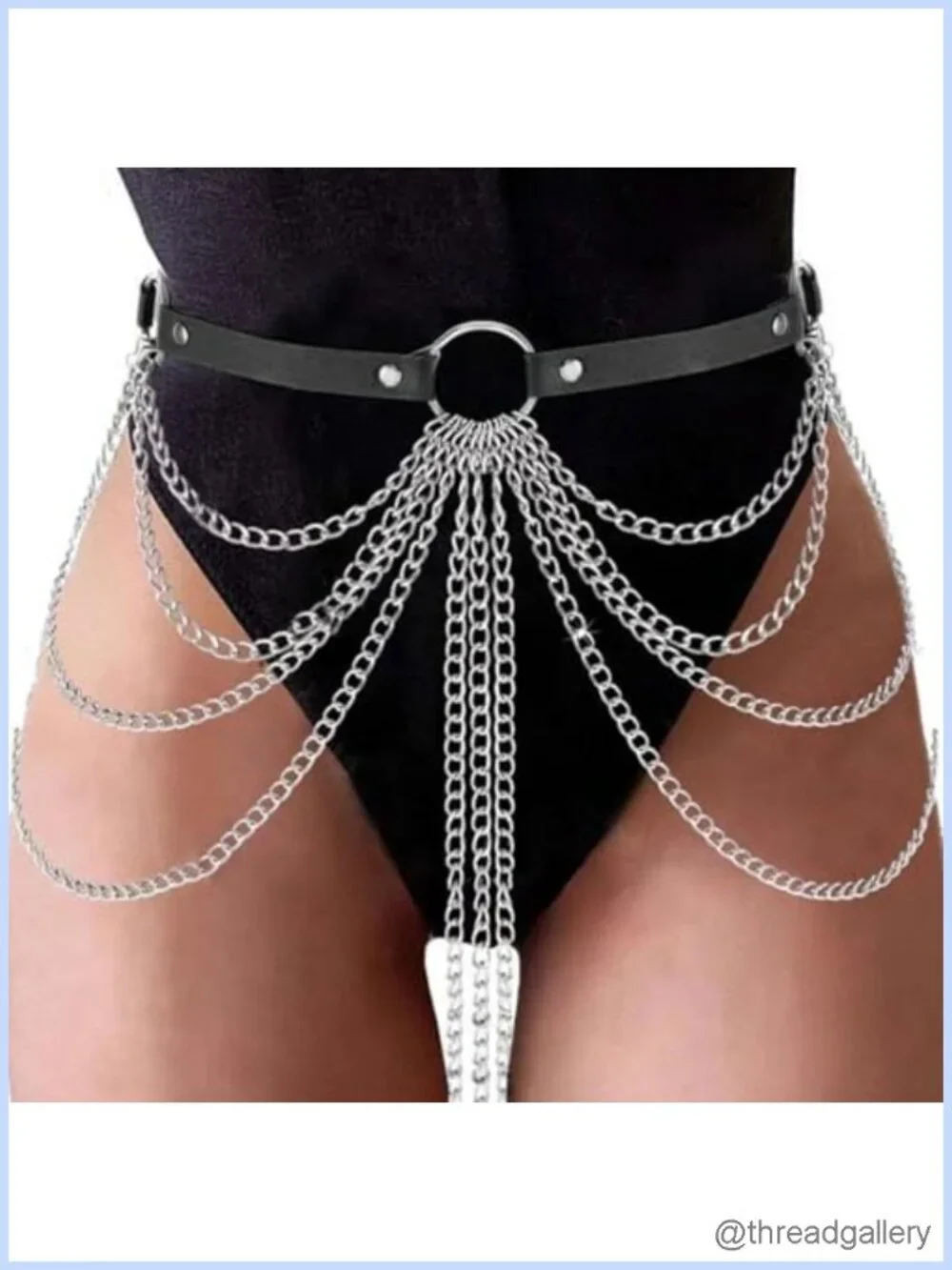 Punk Gothic Leather Waist Chain Belt Layered Body Jewelry Rave Festival